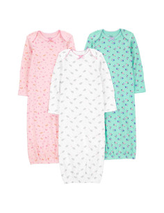 Conjunto de 3 vestidos de dormir algodón Carter's para niñas