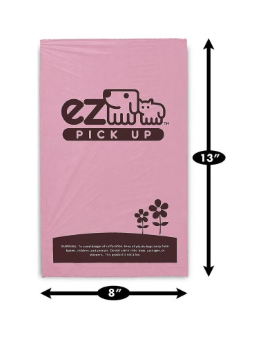 1000 Bolsas de Desechos de Mascotas EZ PICK UP Rosa 20.3x33cm