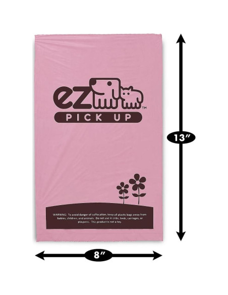 1000 Bolsas de Desechos de Mascotas EZ PICK UP Rosa 20.3x33cm