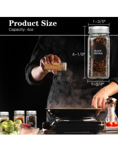 Tarros de Especias de Vidrio DkOvn 12pcs 4oz con Etiquetas 2