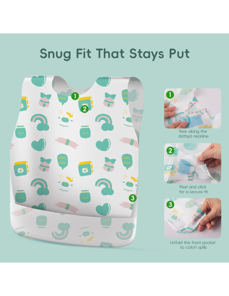 Baberos Desechables KIIS Smock Verde 20 Unidades para Bebés