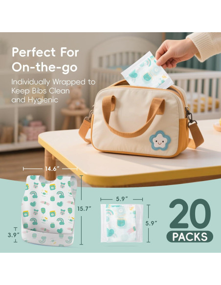 Baberos Desechables KIIS Smock Verde 20 Unidades para Bebés
