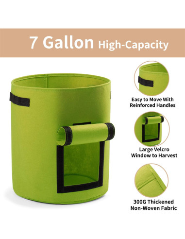 Bolsas de Crecimiento para Plantas Garden4Ever 26.5L 3-Pack Verde