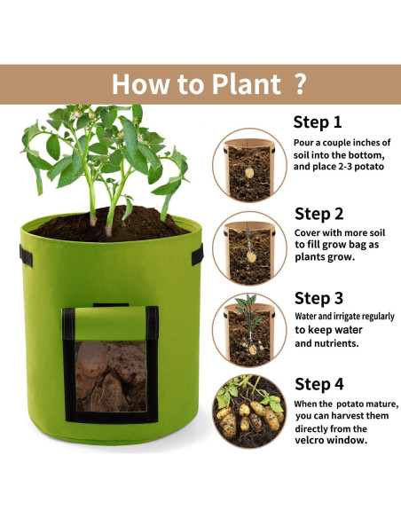 Bolsas de Crecimiento para Plantas Garden4Ever 26.5L 3-Pack Verde