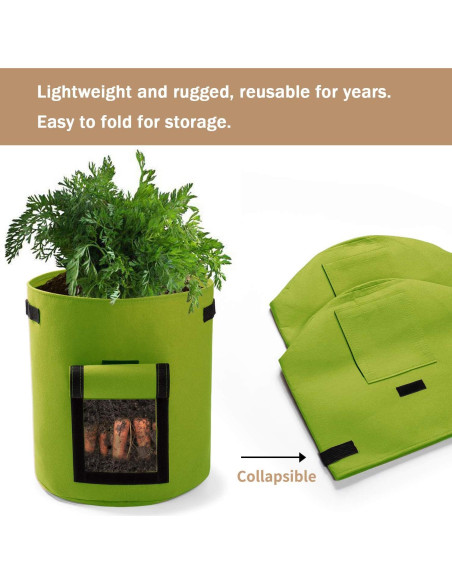 Bolsas de Crecimiento para Plantas Garden4Ever 26.5L 3-Pack Verde