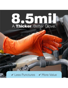Guantes de Nitrilo Naranjas Raxwell 8.5 Mil Sin Polvo 100 Unidades 2