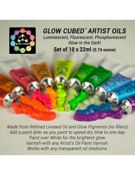 Pintura al Óleo Brillante Glow Cubed - Set de 10 Tubos 22ml