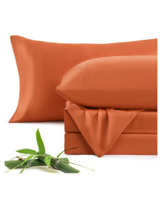 Juego de Sábanas Twin JSD 100% Viscosa de Bambú Naranja