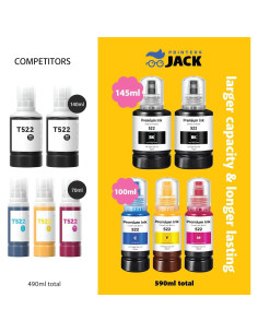 Kit de Recarga de Tinta Printers Jack 522 para Epson ET-2800/ET-4700 2
