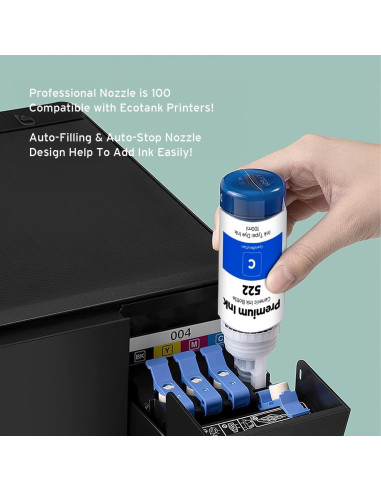 Kit de Recarga de Tinta Printers Jack 522 para Epson ET-2800/ET-4700