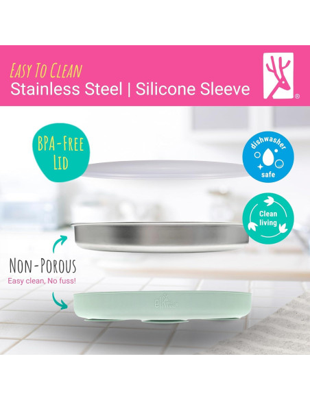 Platos Divididos Acero Inoxidable Elk y Amigos 4 Unidades