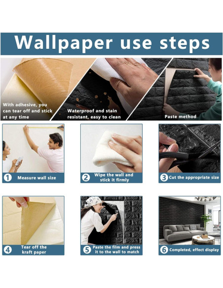 Paneles de Pared 3D Sodeno Negros 10 PCS 1.35 m Espuma PE