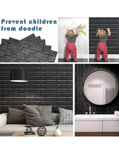 Paneles de Pared 3D Sodeno Negros 10 PCS 1.35 m Espuma PE