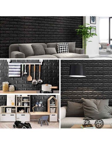 Paneles de Pared 3D Sodeno Negros 10 PCS 1.35 m Espuma PE