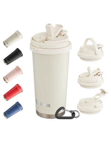 Taza de viaje Exllena 0.48L acero inoxidable a prueba de fugas