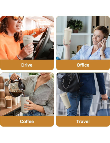 Taza de viaje Exllena 0.48L acero inoxidable a prueba de fugas