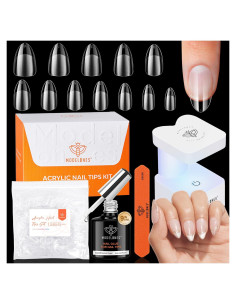 Kit de Uñas de Gel Almendra Corta Modelones 216 Piezas