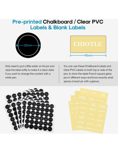 Tarros de Especias de Vidrio AOZITA 24 Pcs 118ml Cuadrados