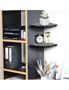 Estantes de Esquina Flotantes Cosmos 2 Pcs Acrílico Negro 45.72 cm 2