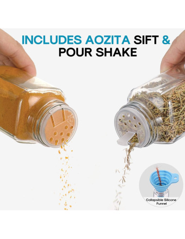 Tarros de Especias de Vidrio AOZITA 24 Pcs 118ml Cuadrados