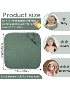 VitalCozy Juego de Toallas de Baño para Bebés 6 Pcs Algodón Muselina 2