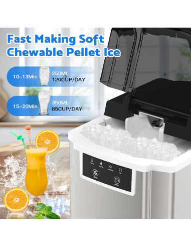 Máquina de Hielo ADVWIN 38 lbs/día, Autolimpieza, Plata