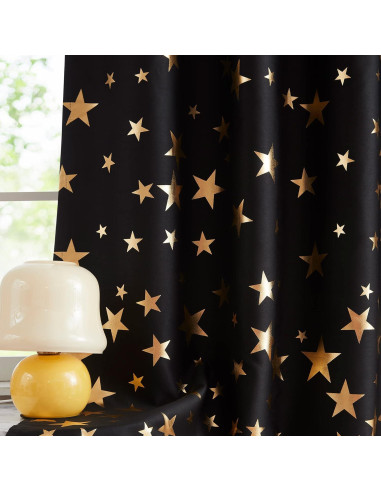 Cortinas Blackout Treatmentex Estrellas Doradas 127x160 cm