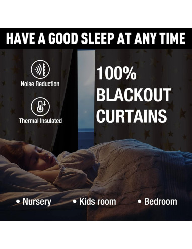 Cortinas Blackout Treatmentex Estrellas Doradas 127x160 cm