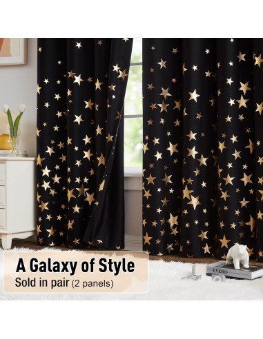 Cortinas Blackout Treatmentex Estrellas Doradas 127x160 cm