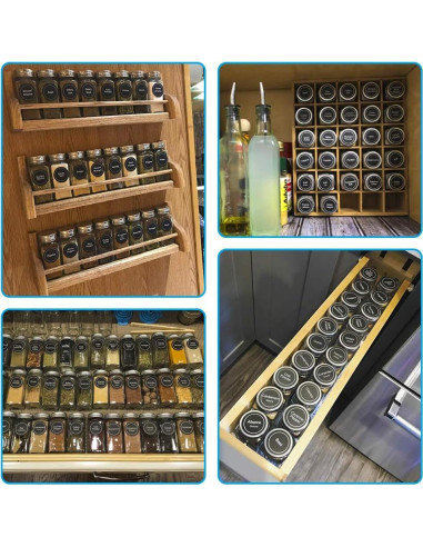 Tarros de Especias de Vidrio AOZITA 24 Pcs 118ml Cuadrados