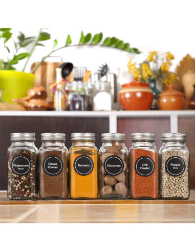 Tarros de Especias de Vidrio AOZITA 24 Pcs 118ml Cuadrados