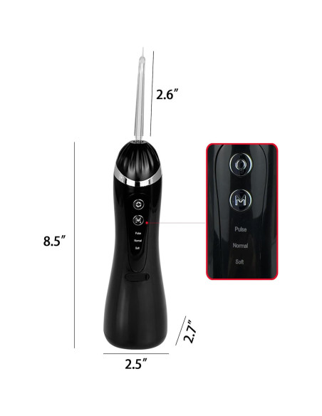 Irrigador Oral Portátil Boicafe YMXXYQ Negro 3 Modos 4 Puntas