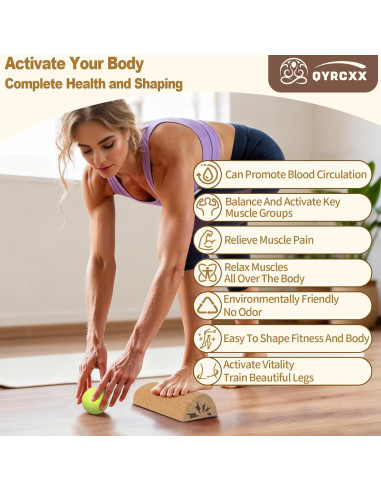 Tabla de Equilibrio de Corcho QYRCXX 30cm - Fortalecedor de Pies