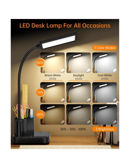 Lámpara de Escritorio COZOO LED con Cargador USB y Organizador Lámpara de Escritorio COZOO LED con Cargador USB y Organizador