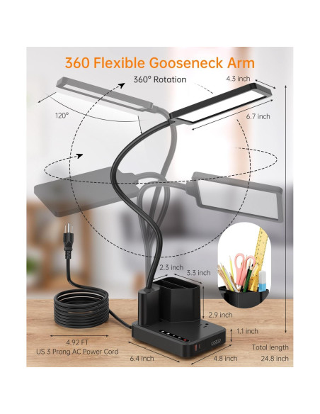 Lámpara de Escritorio COZOO LED con Cargador USB y Organizador Lámpara de Escritorio COZOO LED con Cargador USB y Organizador