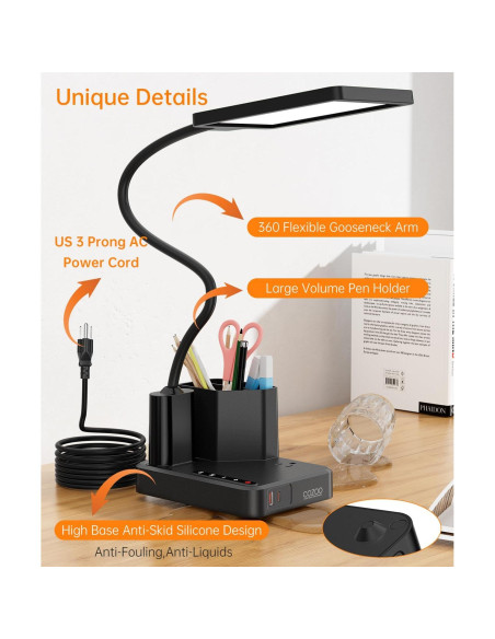 Lámpara de Escritorio COZOO LED con Cargador USB y Organizador Lámpara de Escritorio COZOO LED con Cargador USB y Organizador