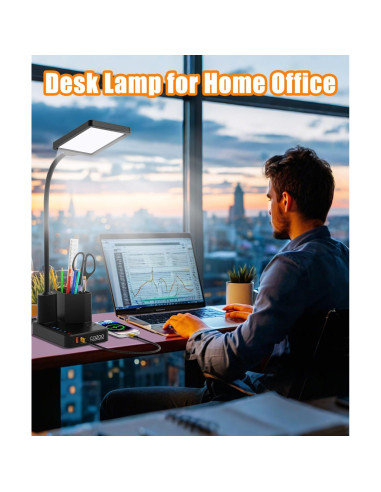 Lámpara de Escritorio COZOO LED con Cargador USB y Organizador