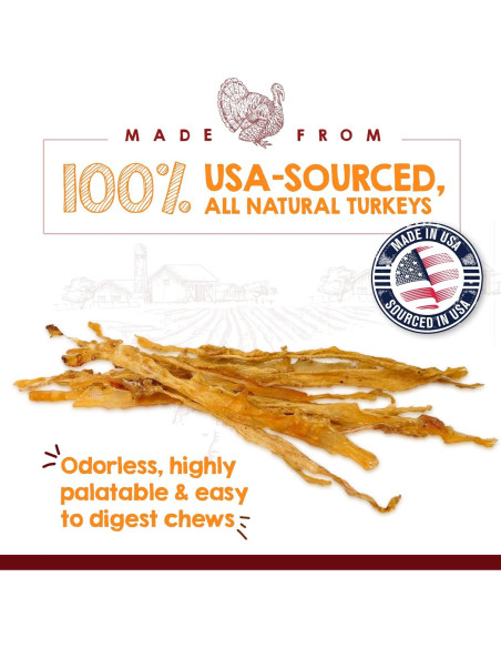 Tendones de Pavo Riley's 100% Natural para Perros 113 g