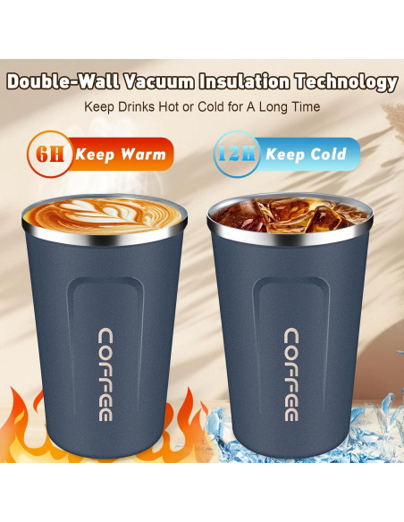 Taza de Viaje Aislada TWGRNF 12oz Acero Inoxidable Azul