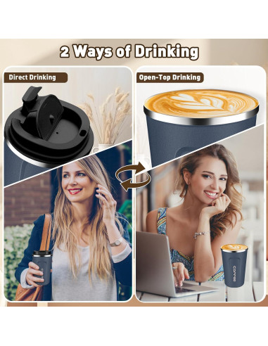 Taza de Viaje Aislada TWGRNF 12oz Acero Inoxidable Azul