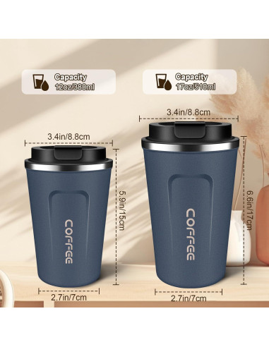 Taza de Viaje Aislada TWGRNF 12oz Acero Inoxidable Azul