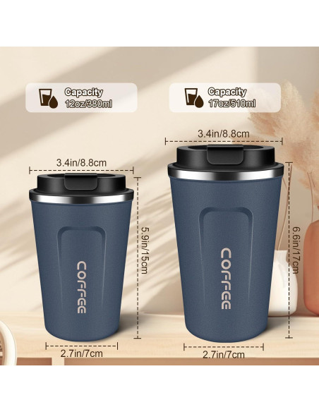 Taza de Viaje Aislada TWGRNF 12oz Acero Inoxidable Azul