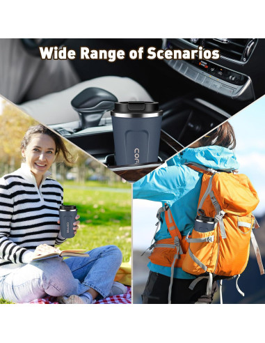 Taza de Viaje Aislada TWGRNF 12oz Acero Inoxidable Azul