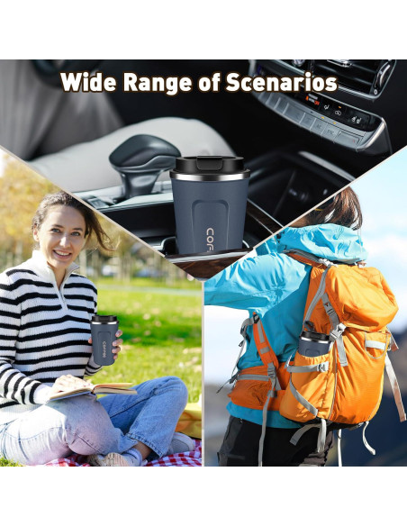 Taza de Viaje Aislada TWGRNF 12oz Acero Inoxidable Azul