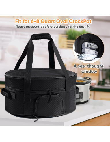 Bolsa de Transporte Aislada BAGSPRITE para Olla de Cocción Lenta 6-8 Qt