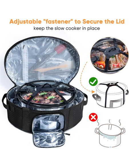 Bolsa de Transporte Aislada BAGSPRITE para Olla de Cocción Lenta 6-8 Qt