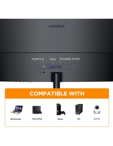 Monitor Curvo KOORUI 24" Full HD 1080P 100Hz Cuidado Ocular