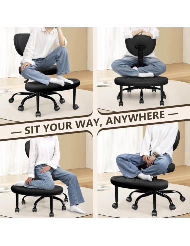 Silla de Oficina Ergonómica AtHope D18 Negra con Soporte Lumbar