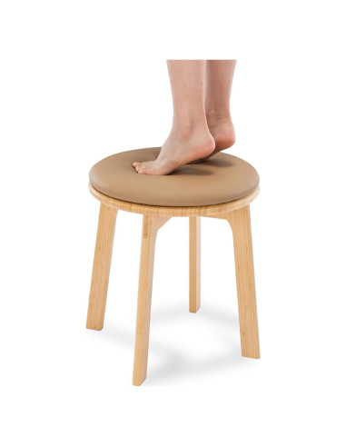 Taburete de Madera de Bambú PELYN Redondo 39.1 cm