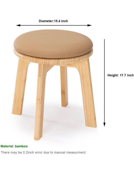 Taburete de Madera de Bambú PELYN Redondo 39.1 cm